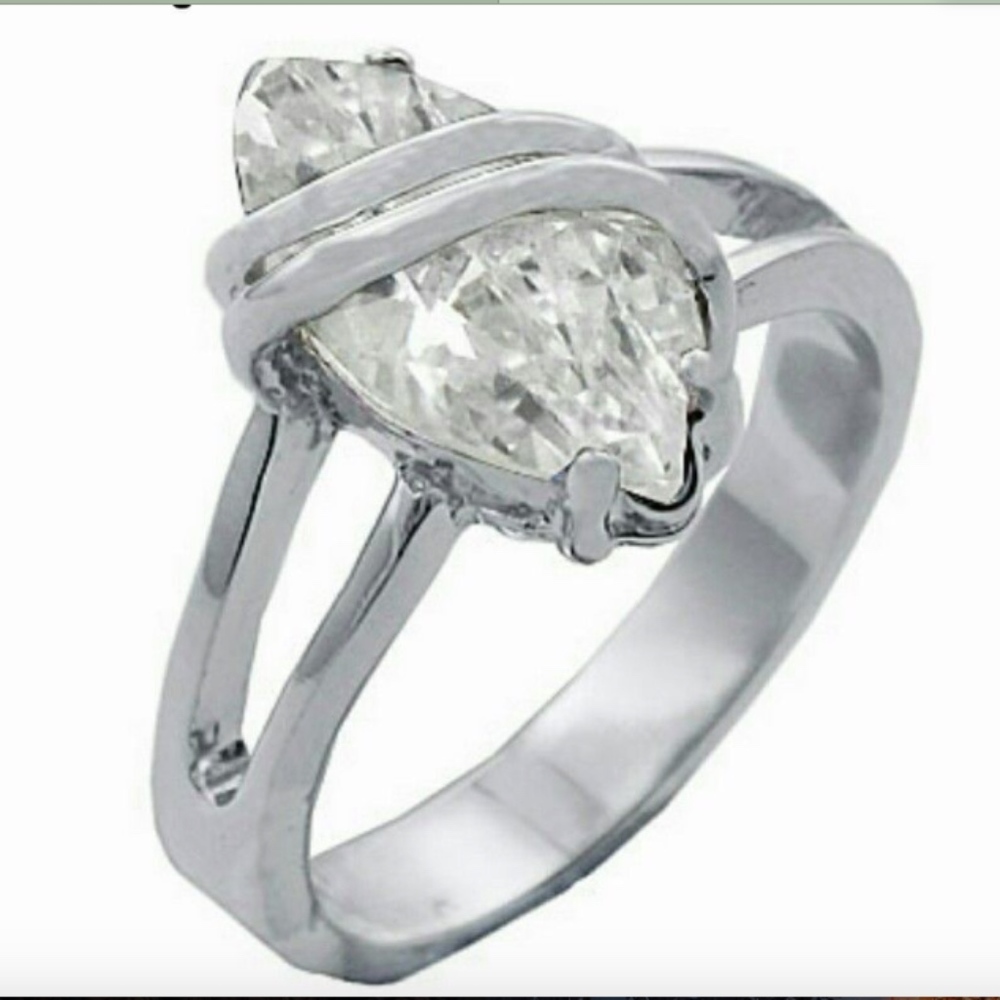 Silver Plated Cocktail Ring Marquise  cut Cubic Zirconia Sizes  4 11 *
